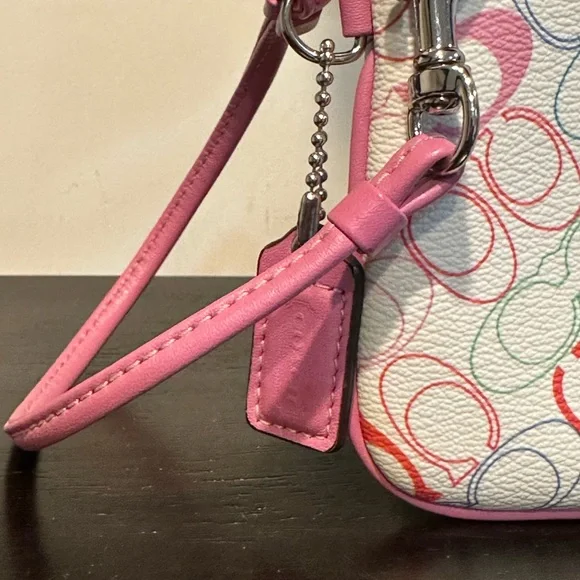 Coach Multicolor Signature C Wristlet Wallet Pink Trim - Picture 4 of 11